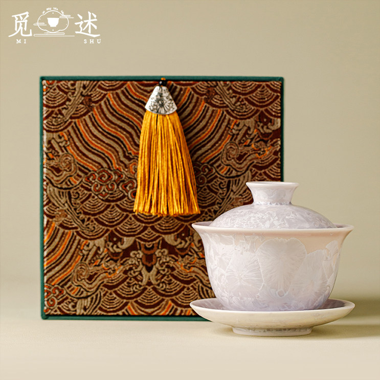 觅述结晶釉陶瓷三才盖碗大号单个高档功夫茶具套装家用个人泡茶杯