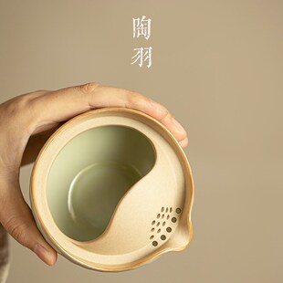陶瓷功夫茶具防烫 秘黄汝窑快客杯户外旅行茶具一壶一杯户外便携式