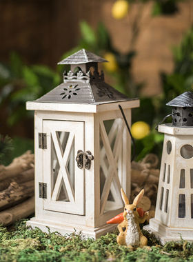 JK慕空间 现代简约白色木制浪漫风灯烛H台 悬挂花园阳台装饰灯摆