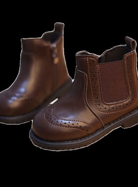 宝宝皮鞋男童英伦风马n丁靴春秋季短靴中小童1-3-5岁黑色女宝靴子