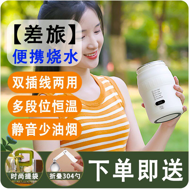 便携式烧a水杯可炖煮USB充电加热车载保温杯旅行电水杯小型开水壶