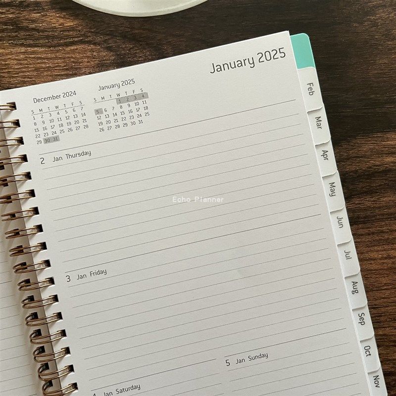 2025 Planner英文日程本行事曆A5月计划本周计划规划师笔记本线圈