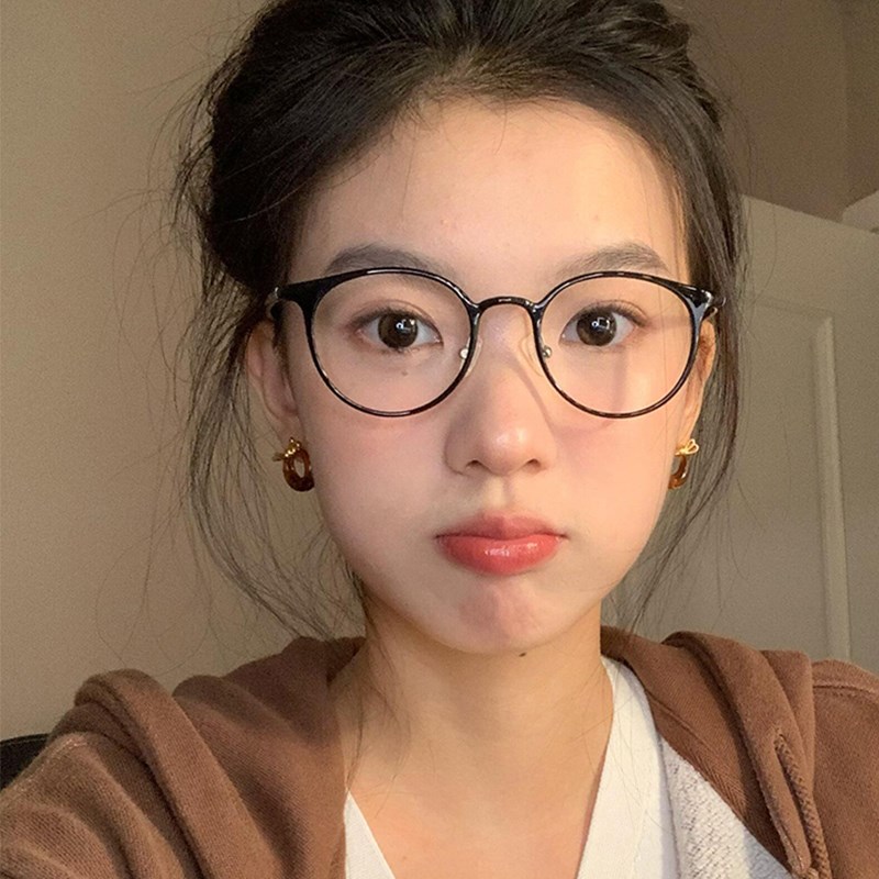 超轻小圆框眼镜女小脸栗子棕近视有度数可配素颜眼睛框镜架女