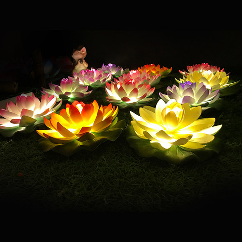 led河灯户外防水接电荷花灯湖面亮化景观莲花灯公园景区亮化荷灯