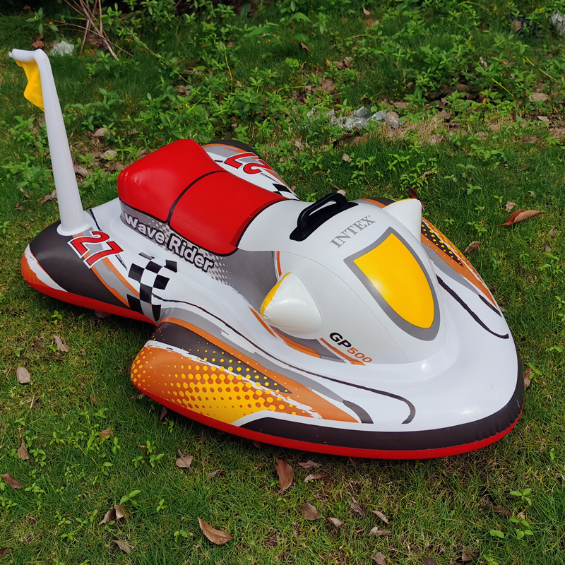 男女宝宝充气游泳圈水上摩托艇坐骑儿童戏水玩具加厚飞艇浮排坐圈