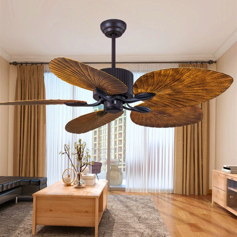 复古客厅东南亚吊扇灯美式餐厅变频风扇灯家用loft别墅电扇吊灯