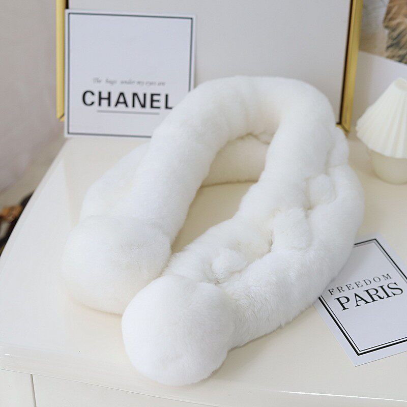 新款獭兔毛围巾女冬季保暖加厚韩国百搭毛毛球球皮草围脖真毛包邮