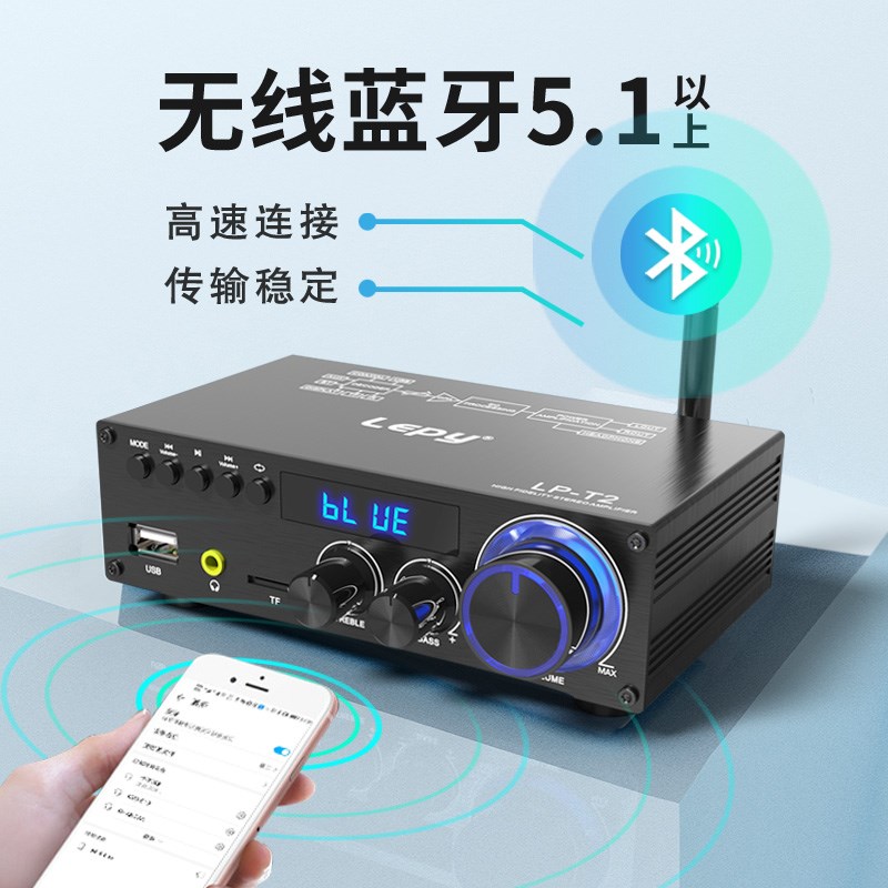 5.0蓝牙D类数字立体声功放大功率有源低音炮电脑音箱音频放大器T2