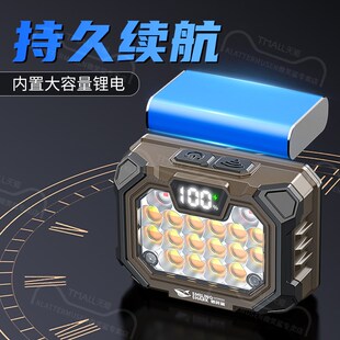 微笑鲨泛光头灯2025新款强光超亮充电户外头戴式照明灯夜钓鱼专用