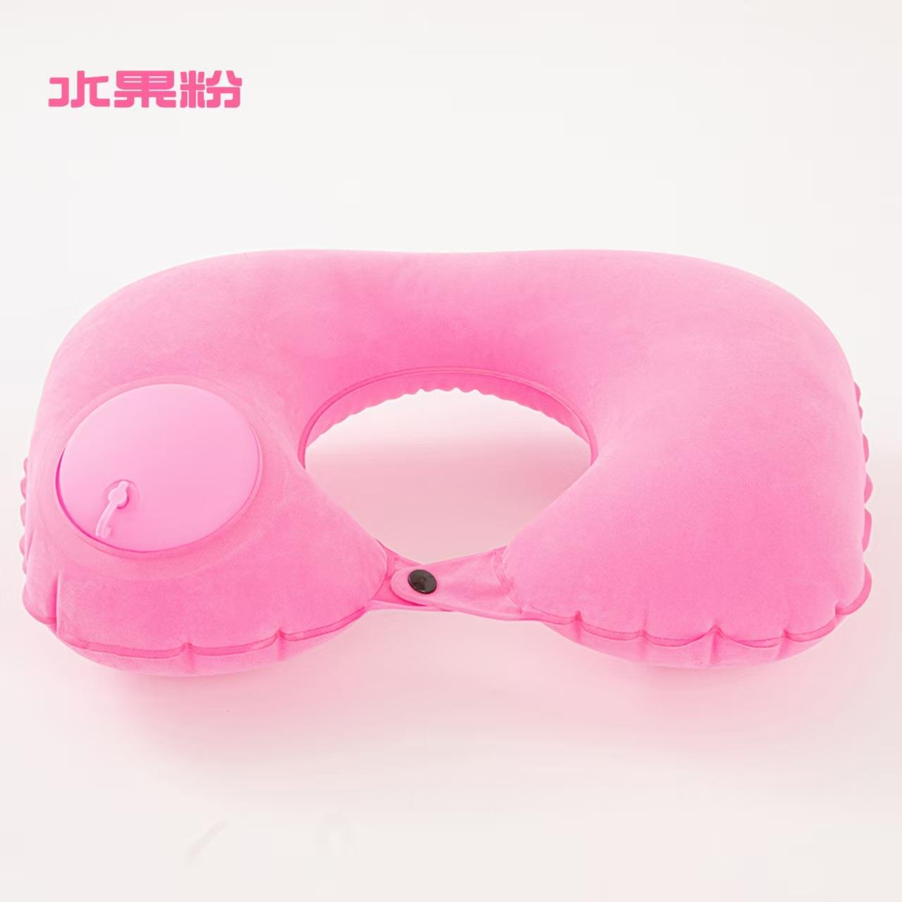 按压式充气U型枕 便携飞机护颈枕五一 旅行高铁睡觉护颈椎枕