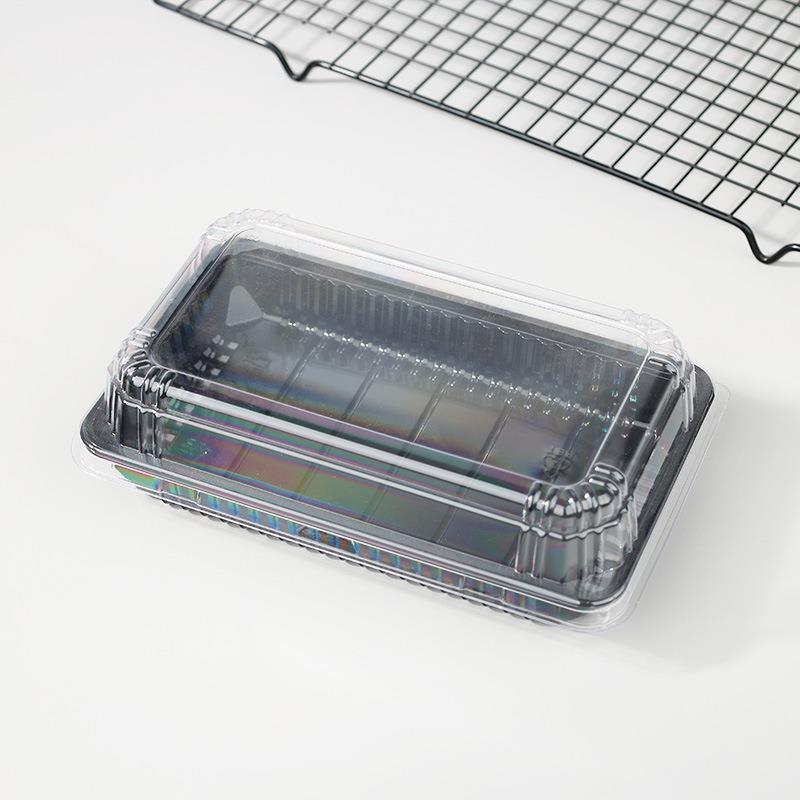 明盖黑底长方形老蛋糕面包盒烘焙包装盒土鸡蛋糕盒一次性吸塑盒