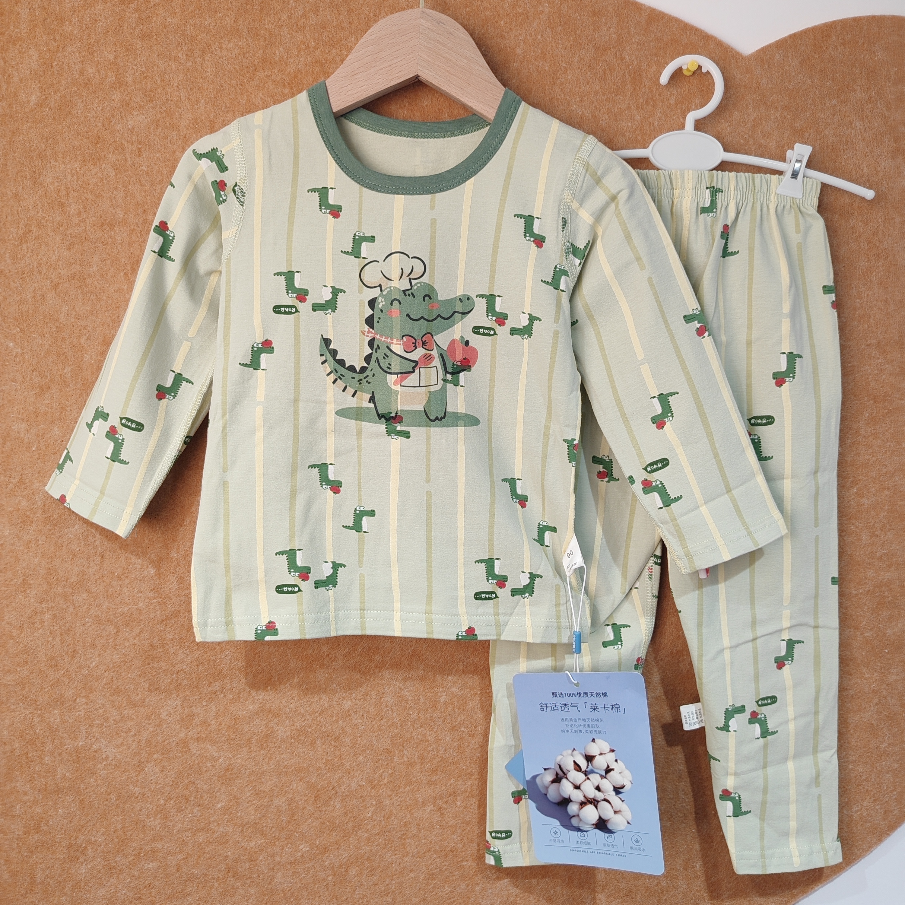 现货90/100/110/120码男童内衣套装莱卡秋衣秋裤家居服两件套