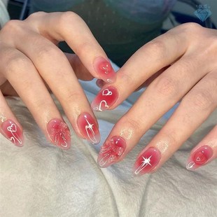 Sweet Nails Nail 24pcs Patch Cov False Fake Pink Style WFull