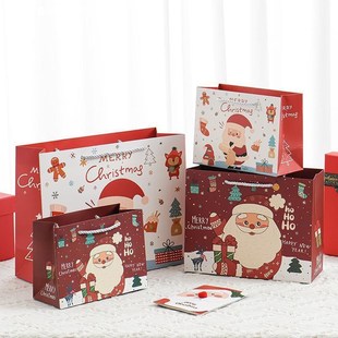 Gift New Box圣V誕老人手提袋紙袋 Handbag Claus Cartoon Santa