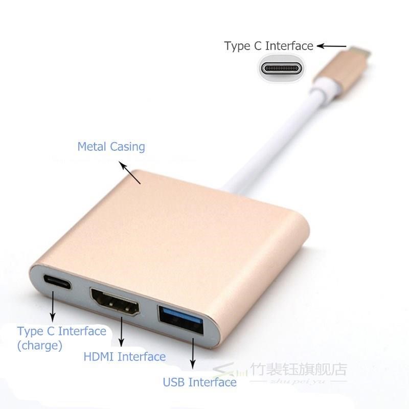 Type-C Thunderbolt 3 to HDMI 4K Ethernet Lan USB C W3.0 Adap