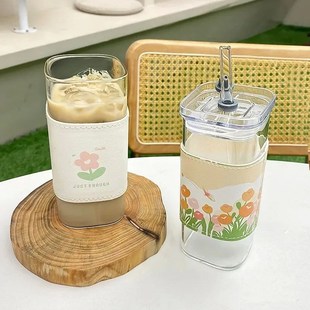 Cup Heat Coffee Straw Lid Square With Glass iResistant and
