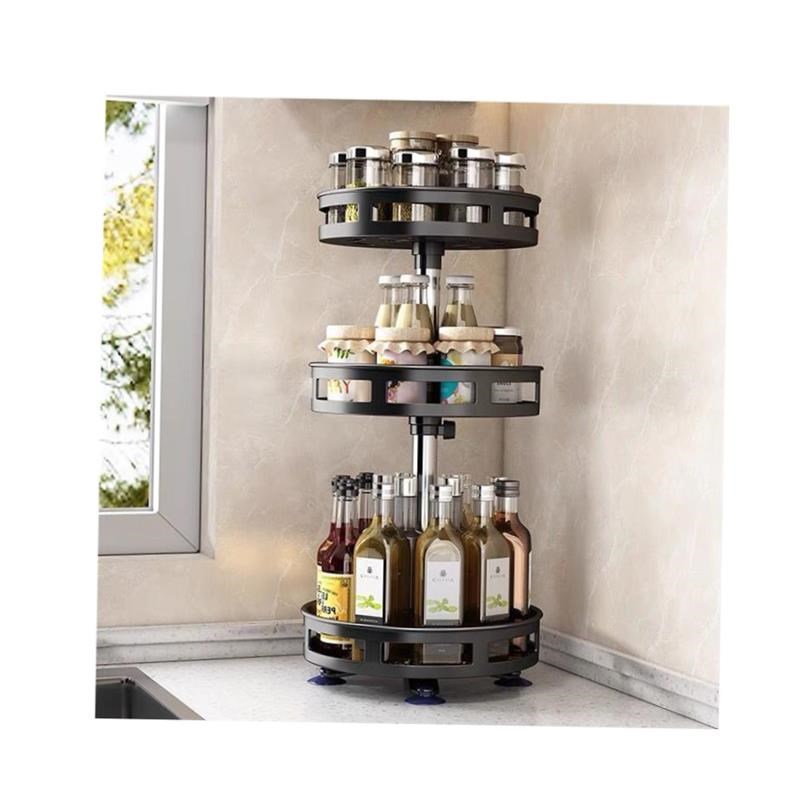 Kitchen seasoning rqack Rotatable top corner seasoning rack