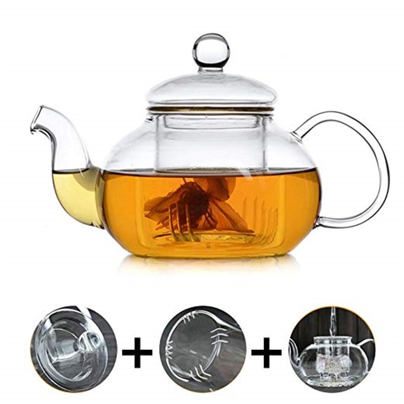 .Glass Teapot Thickened Manual Heat-ResisNtant Clear Teapot