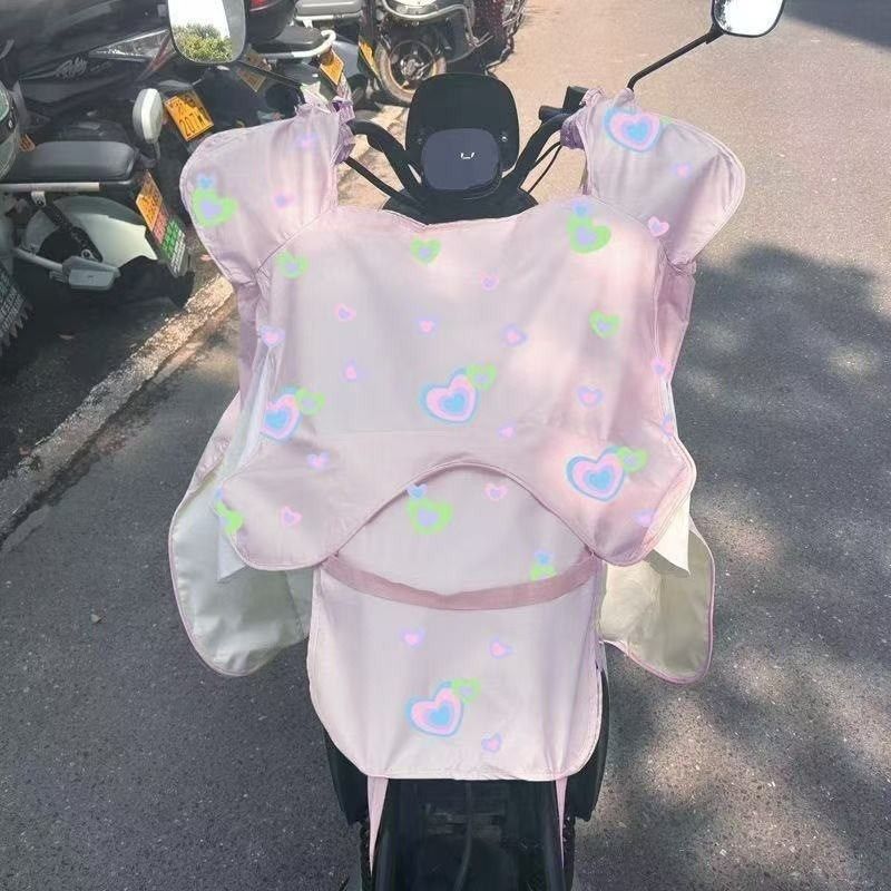 冰丝透气夏季防晒防水遮阳电动车挡风被带坐垫电动车摩托车挡风被