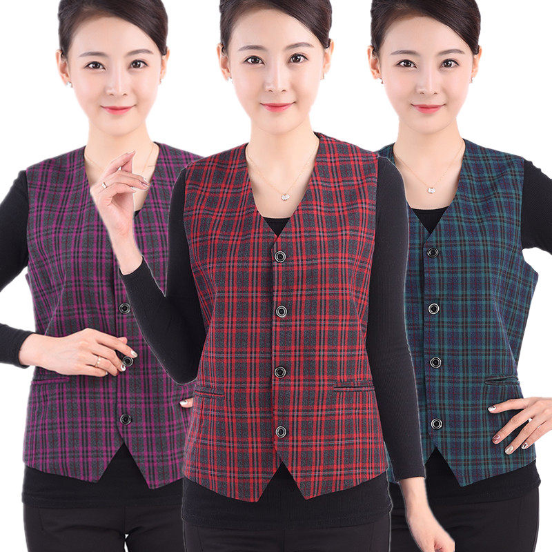 中老年女士马甲春秋短款中年妈妈背心薄款外穿无袖坎肩马夹加大码