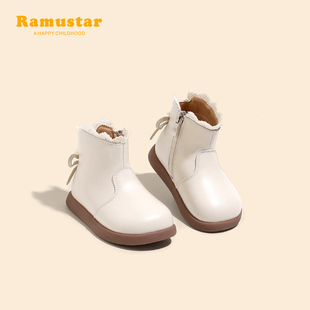 女童鞋子秋冬款二棉鞋加绒女宝靴子防滑马丁靴软底短靴女宝宝棉靴