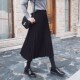 百褶裙半身裙女秋冬大码 胖m中长款 黑色显瘦a字伞裙子气质大摆长裙
