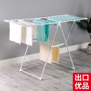 居友晾衣架落地折叠不锈钢翼型室内阳台L移动尿布家蝶式晒衣架