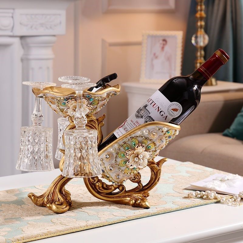 欧式多功能红酒架摆件家用餐厅酒柜D酒杯架美式葡萄酒奢华酒瓶架
