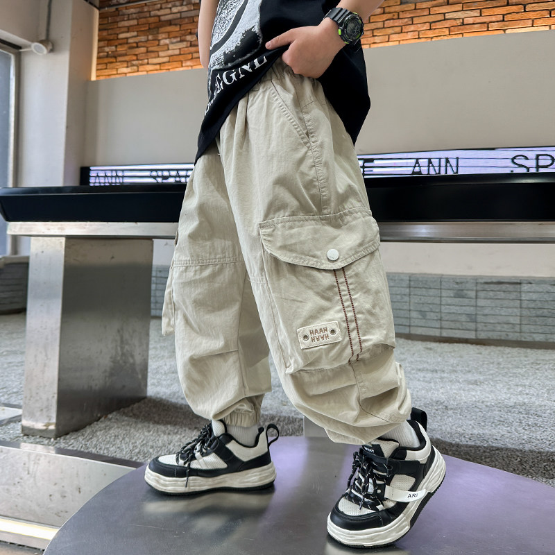 男童夏款防蚊裤炸街冰丝工装裤子薄夏季儿童装夏装2024新款潮男孩
