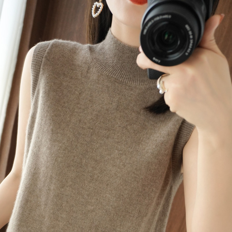 针织吊带背心女羊绒衫内搭短款百搭套头修身无袖半高毛衣打底衫,女装/女士精品,毛针织衫,淘宝优惠券,粉丝福利购,淘宝优惠卷