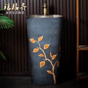 陶瓷立柱式洗脸盆卫生间洗手面盆室外H庭院阳台一体落地式户外水