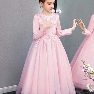 公主裙女童冬季童装洋气儿童冬装连衣裙小女孩礼服纱裙中长款裙子