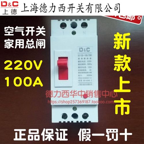 家用塑壳式断路器100a大功率空气开关220V空开两相电跳闸2P总开安