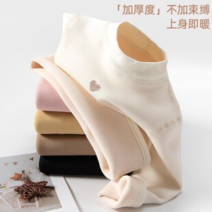 女童加绒打底衫秋冬内搭中高领宝宝白打底上衣黑色冬季保暖一体绒