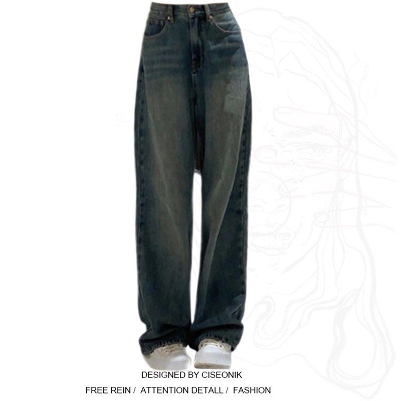 大码胖妹妹复古蓝色阔腿牛仔裤女秋季松高腰百搭休闲直筒拖地裤子,女装/女士精品,卫裤,淘宝优惠券,粉丝福利购,淘宝优惠卷