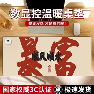 丛潇 励b志文字加热鼠标垫左侧开关超大发热暖手桌垫办公室电热垫