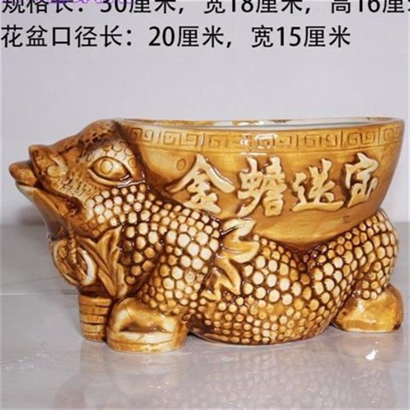 (特大号多肉桌面双口复古白菜茶壶莲花造型花盆中陶瓷小财源茂盛