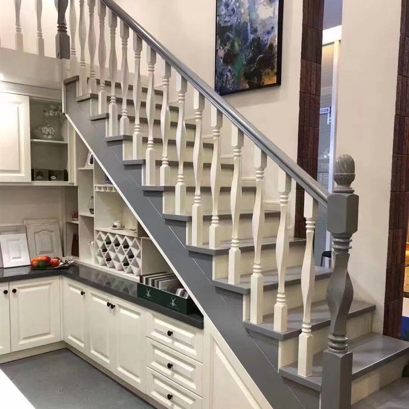 定制现代榉木红k橡木栏杆别墅室内家用自建房栏杆实木楼梯扶手