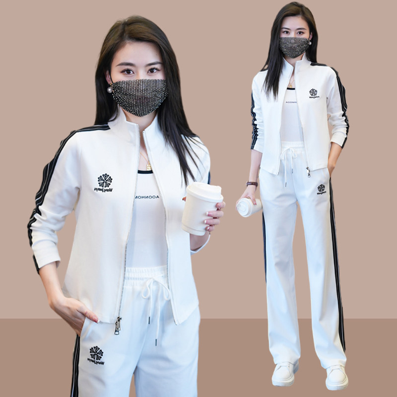 休闲运动服套装女士2024春秋季新款时尚减龄气质外套阔腿裤两件套