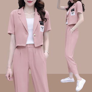小个子穿搭一整套职业套装2024夏装搭配一整套休闲时尚西装套装女