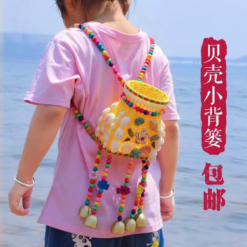 厂家小背篓竹编婴儿小孩儿童y藤编手工后背式宝宝背的编织民族风