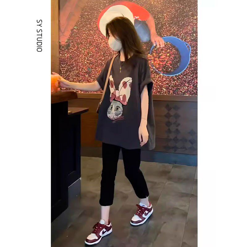 2025夏季新款大码女装胖mm遮肉显瘦炸街减龄时尚上衣休闲两件套装