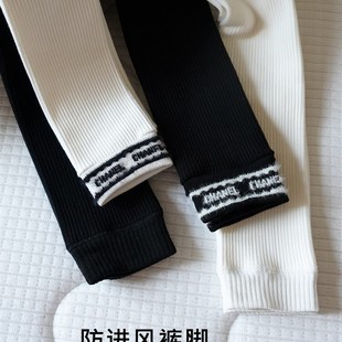 春秋季女童打底裤加绒外穿儿童裤袜不连袜裤子修身白色九分裤薄绒