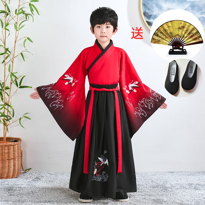 儿童汉服小男孩古装中国风超仙男童少爷服国学服表演出服装春夏季