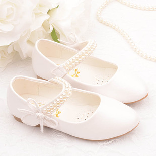 儿童晚礼服公主皮鞋花童女童演出小童鞋主持人搭配纱裙学生小白鞋
