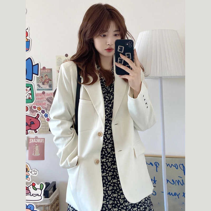 西装外套宽松韩版休闲设计感通勤白色春秋装新款女西服上衣百搭