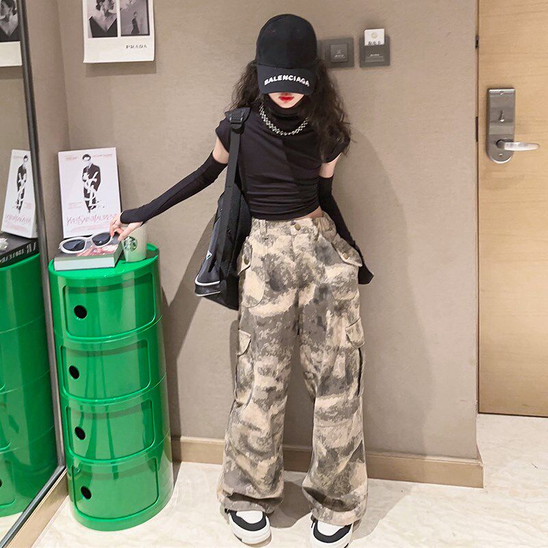 2025新款潮童装女童上衣长袖网红炸黑色时尚街舞炸衣服儿童t恤潮