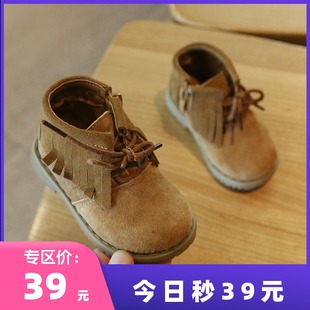 秋季女宝宝单靴子女童0-1一2岁婴儿软底防滑学步鞋子男3小童冬款