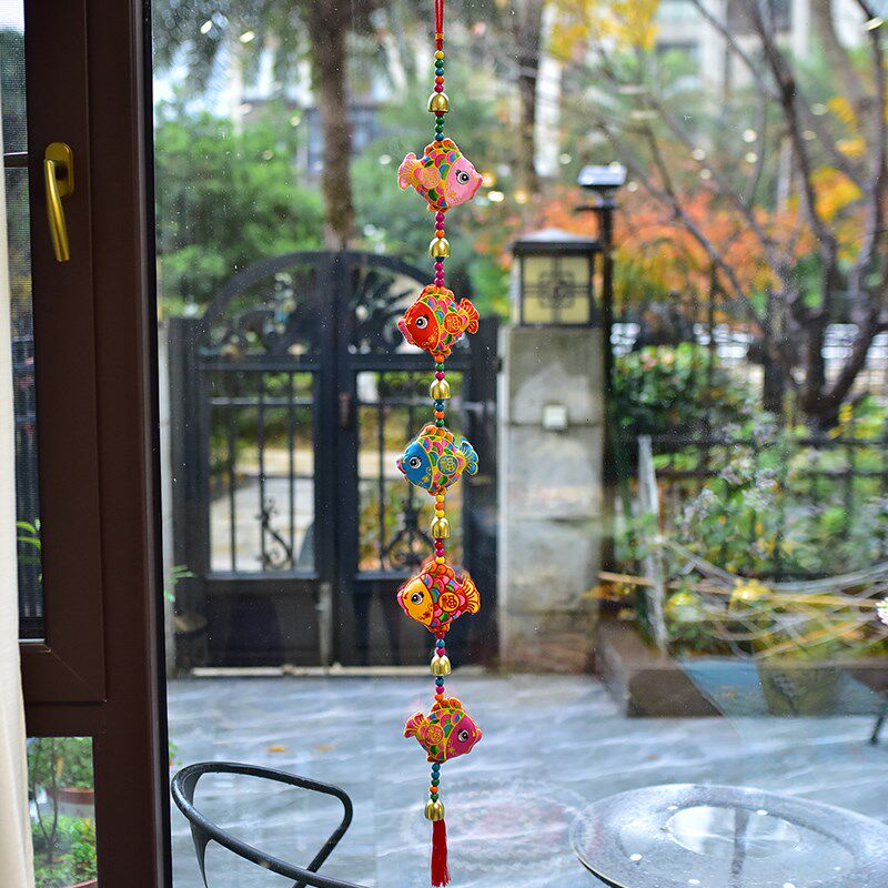 年年有余新年装扮刺绣挂件民族风客厅背景墙新房墙壁装饰挂饰壁饰