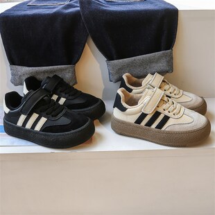 加绒真皮德训鞋儿童运动鞋男童鞋子2023新款童鞋女童板鞋潮二棉鞋